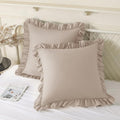 KKJIAF Ruffle Pillow Cases 26x26 Inches, Khaki Square Ruffled Pillow Covers Set of 2, Microfiber Wrinkle Resistant Pillow Shams with…