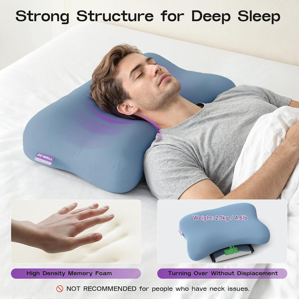 ZZ-WELL Side Sleeper Pillow - Patented Cervical Neck Pillow for Sleeping with Cooling Cover - High Loft Heavy Density Memory Foam Pillows…
