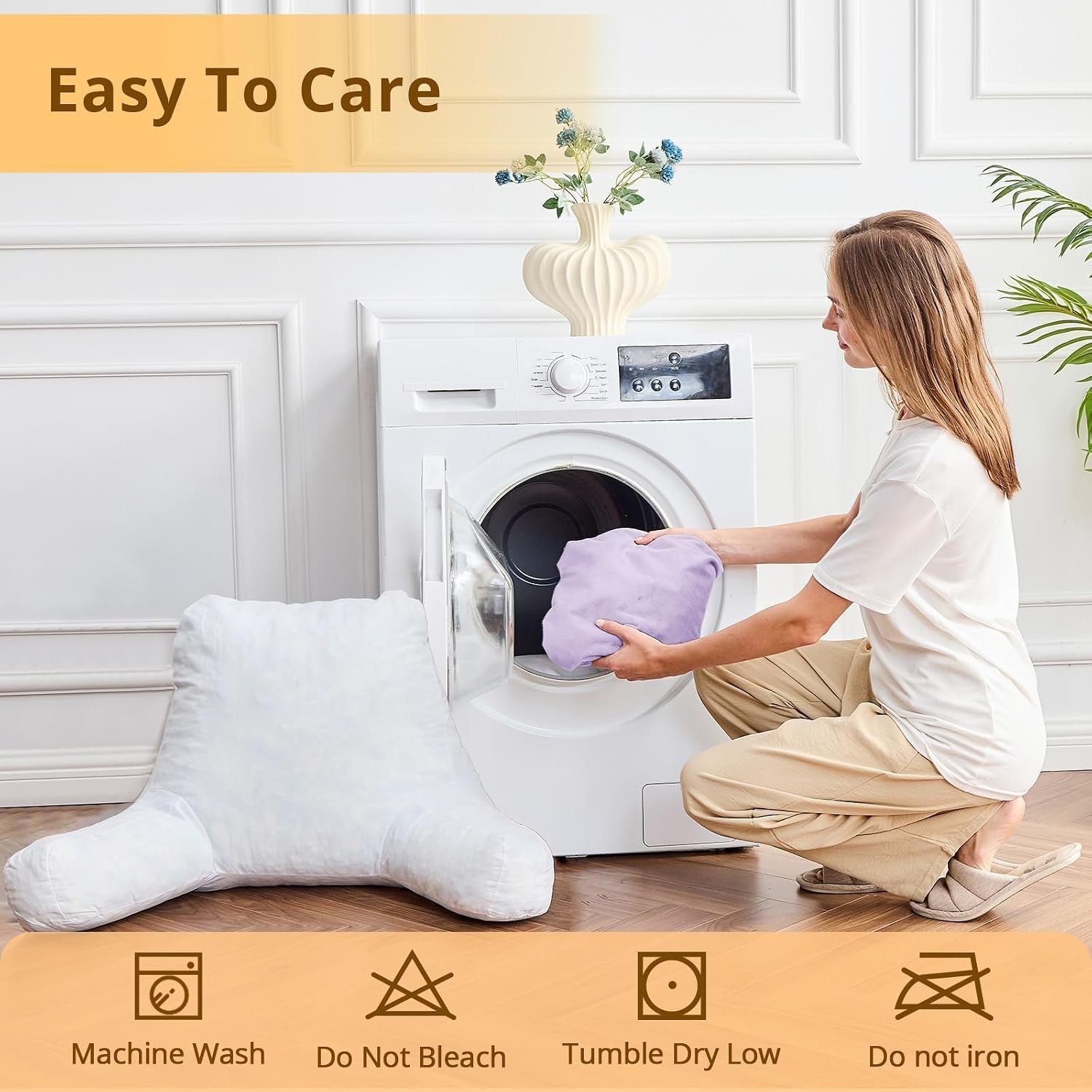 Sasttie Reading Pillow, Velvet Back Pillow for Bed Sitting Up, Adult Back-Rest Support Cushion with Arms for Sit Up on Couch, Sofa, and…