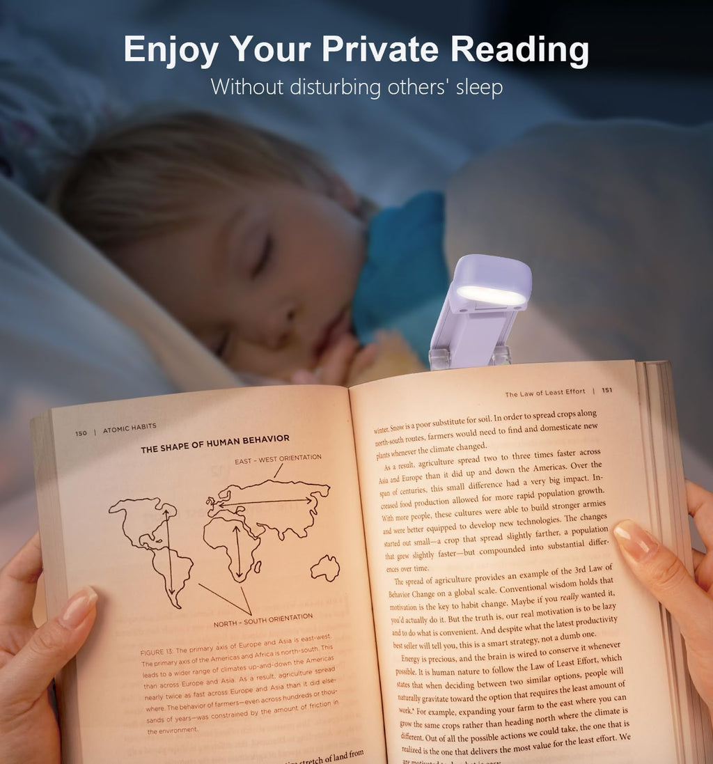 Gritin Reading Light, Book Light for Reading in Bed - Eye Caring 3 Colors, 5-Level Dimmable Brightness, Long Lasting, Compact Size…