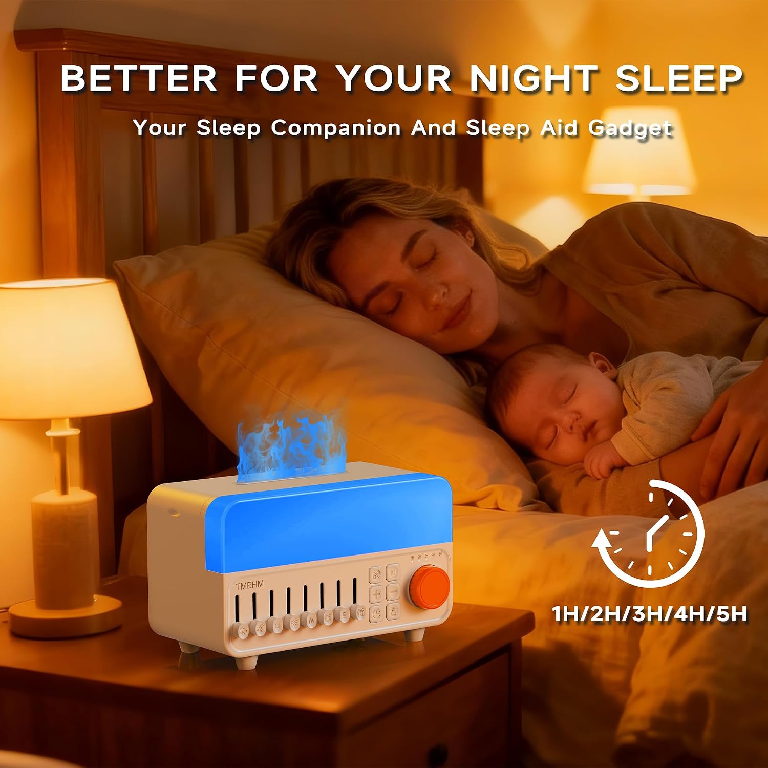 TMEHM 4-in-1 Sleep Sound Machine with White Noise & 8 Nature Sounds, Bluetooth Speaker, Night Light & Aroma Diffuser with Timer for Baby…