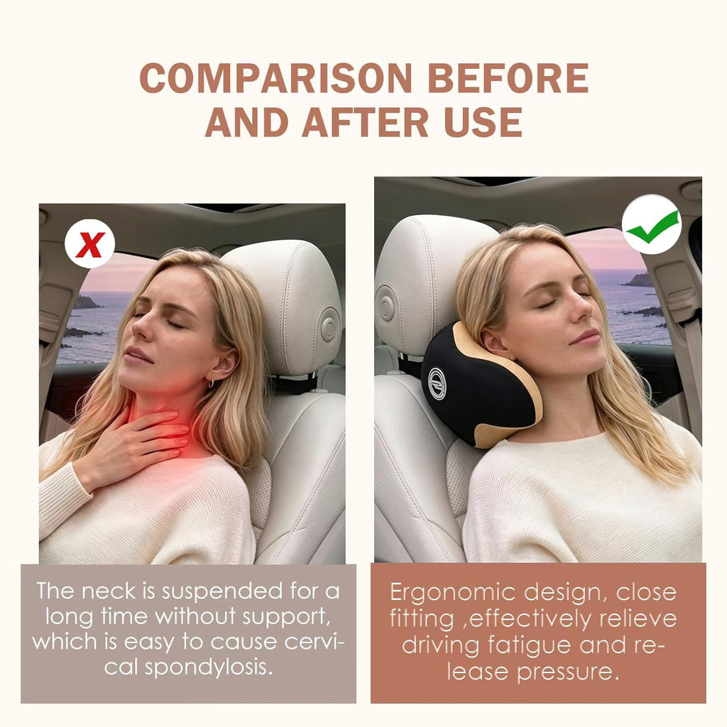 Really Helpful Car Headrest Pillow, Car Neck Pillow for Sleeping with Adjustable Strap, 100% Memory Foam & Breathable Removable Cover…