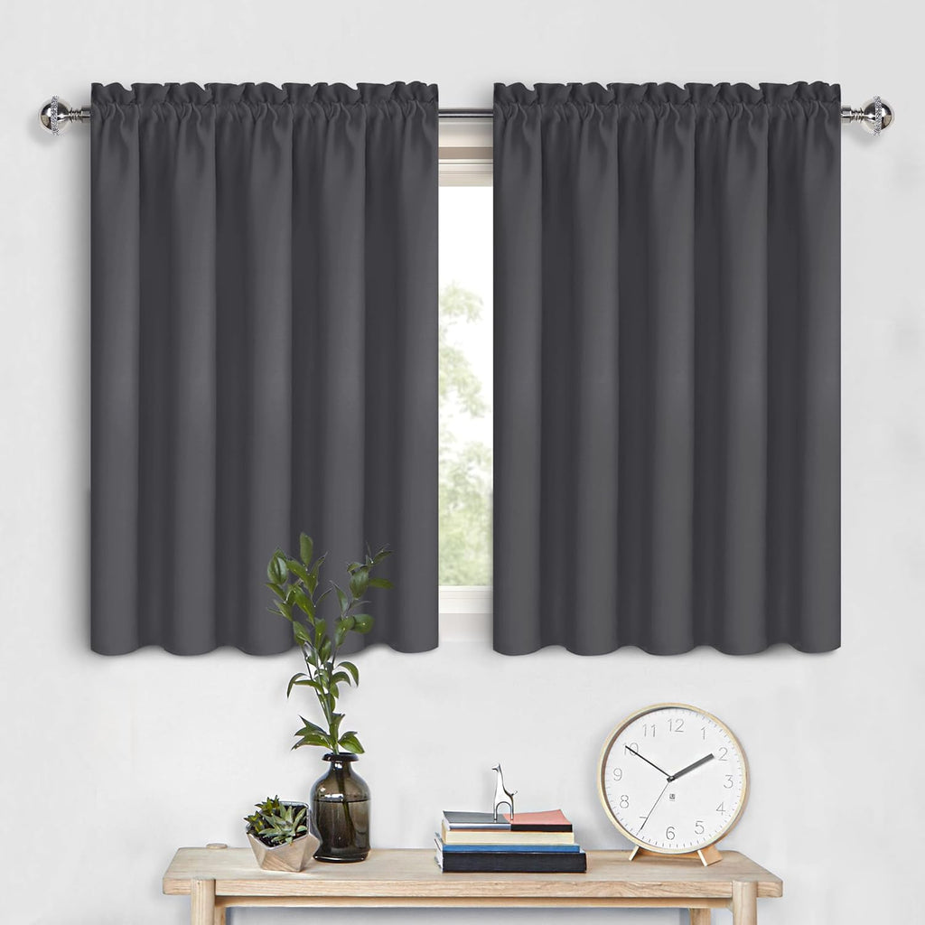 DWCN Short Blackout Curtains 36 inches Length 2 Panels Set, Half Window Rod Pocket Privacy Curtain Tiers for Kitchen, Room Darkening…