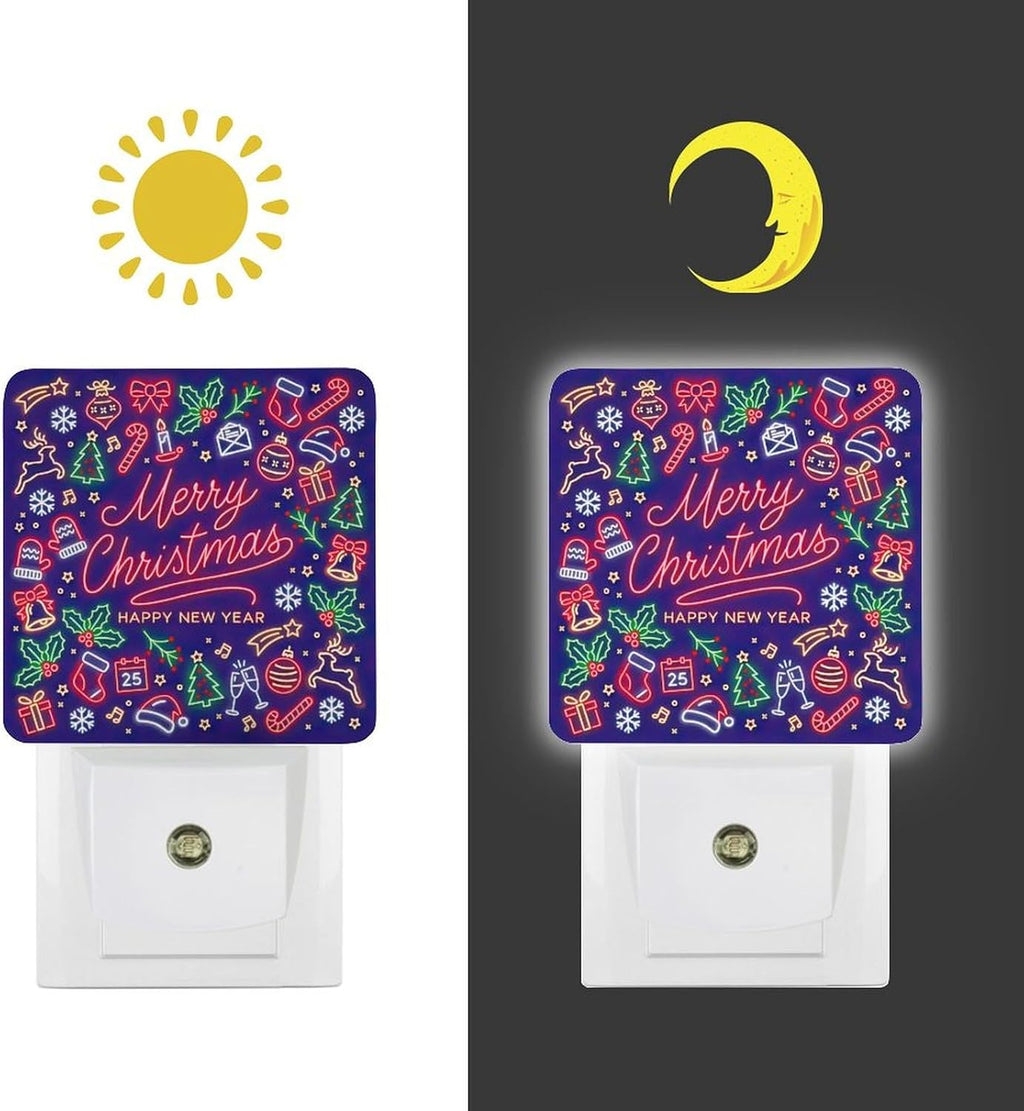 YKJAHSD Merry Chrismas Night Light, Plug into Wall Decor Nightlights for Bedroom, Bathroom, Hallway, Kitchen, with Dusk to Dawn Ligh…