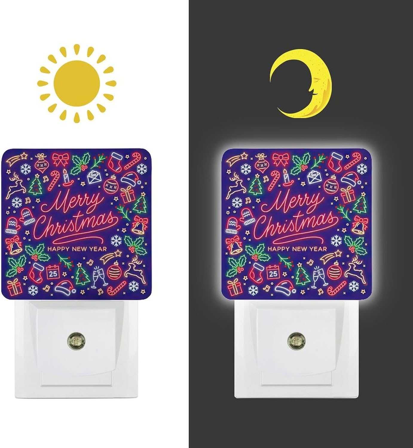 YKJAHSD Merry Chrismas Night Light, Plug into Wall Decor Nightlights for Bedroom, Bathroom, Hallway, Kitchen, with Dusk to Dawn Ligh…