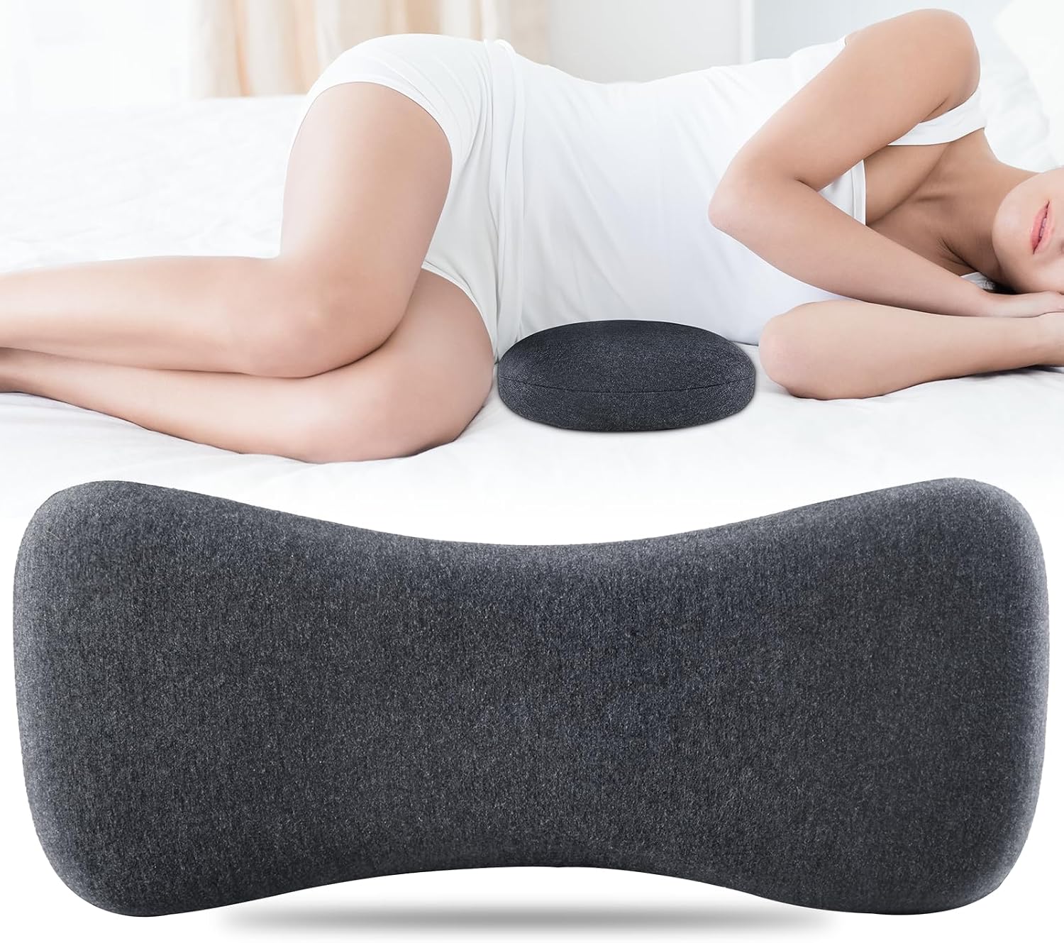 Hapiclody Lumbar Support Pillow for Sleeping Memory Foam Lumbar Pillow for Lower Back Back Support Pillow for Side, Back and Stomach Sleeper…