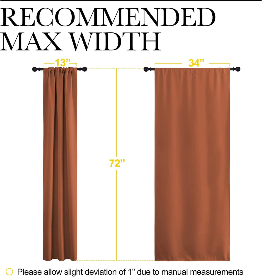 NICETOWN Blackout Curtains and Drapes - Thermal Insulated Solid Rod Pocket Blackout Draperies/Panels (Burnt Orange, 1 Pair, 34 by 72 inches)
