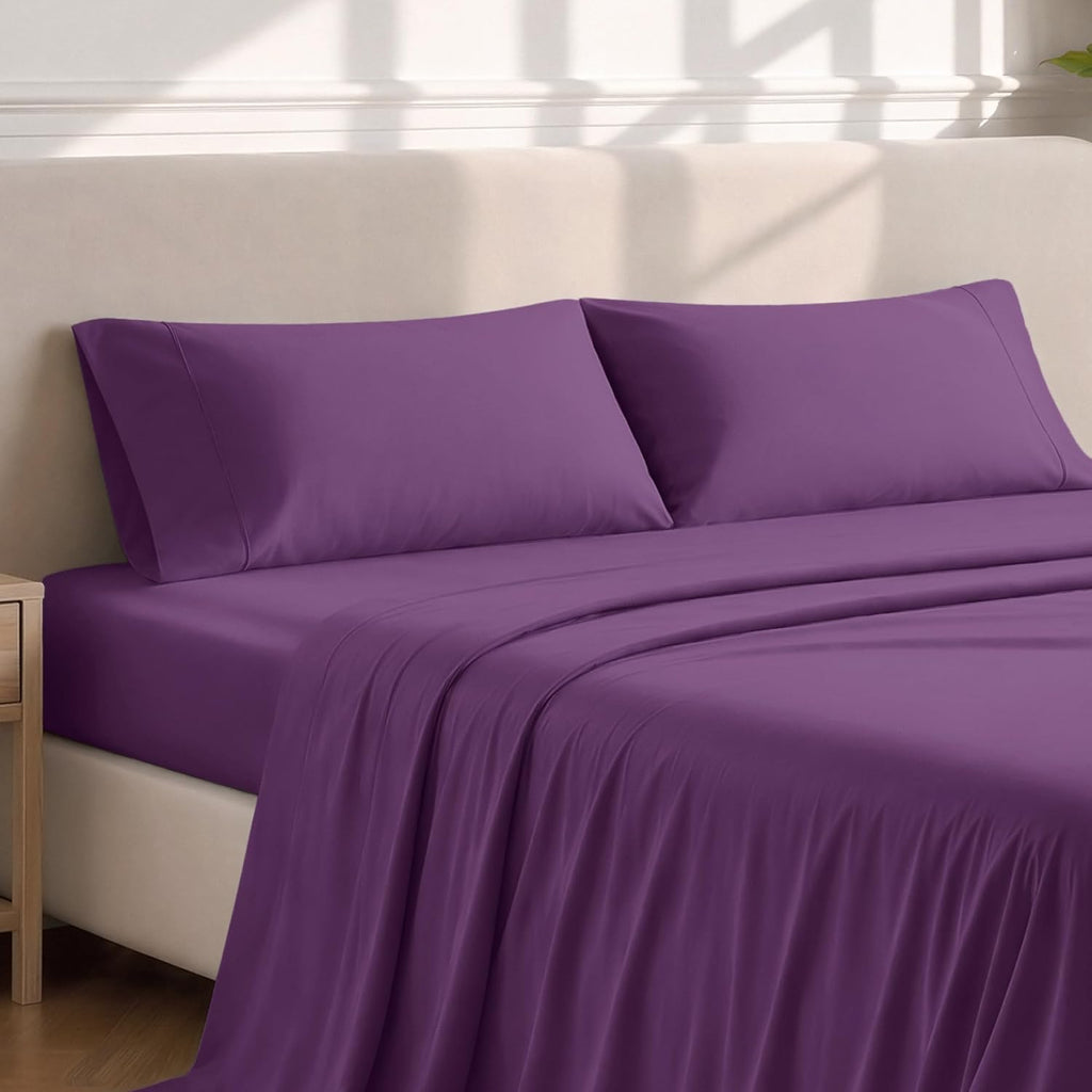 BareHome Bare Home Microfiber Pillow Cases - King Size Set of 2 - Cooling Pillowcases - Double Brushed - Plum Pillowcases Two Pack - Easy C…