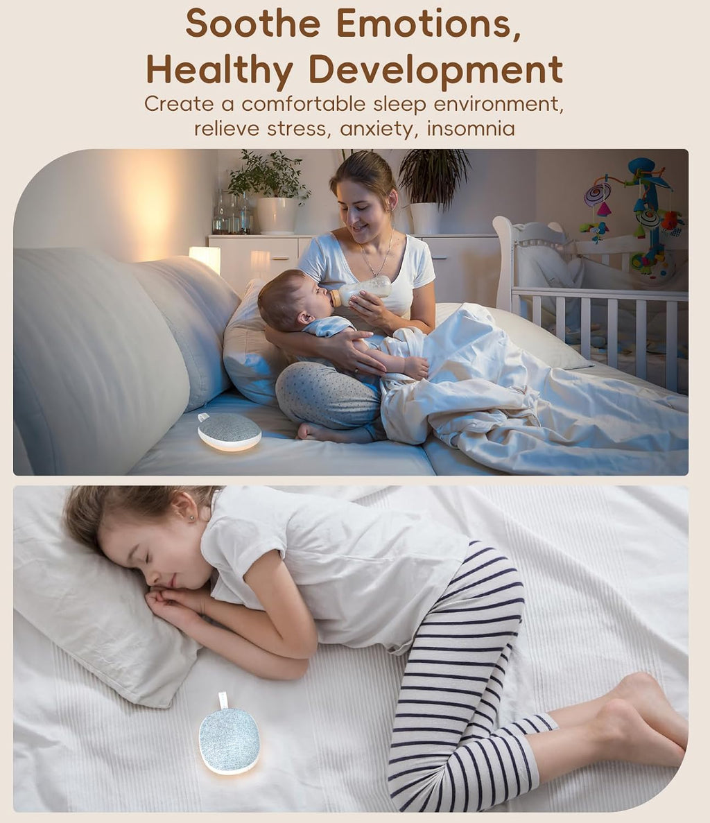 Enhanlife Portable White Noise Sound Machine: Baby Sleep Soother, Bluetooth Speaker, Rechargeable Battery, 4-Speed Timer, 6 Soothing…