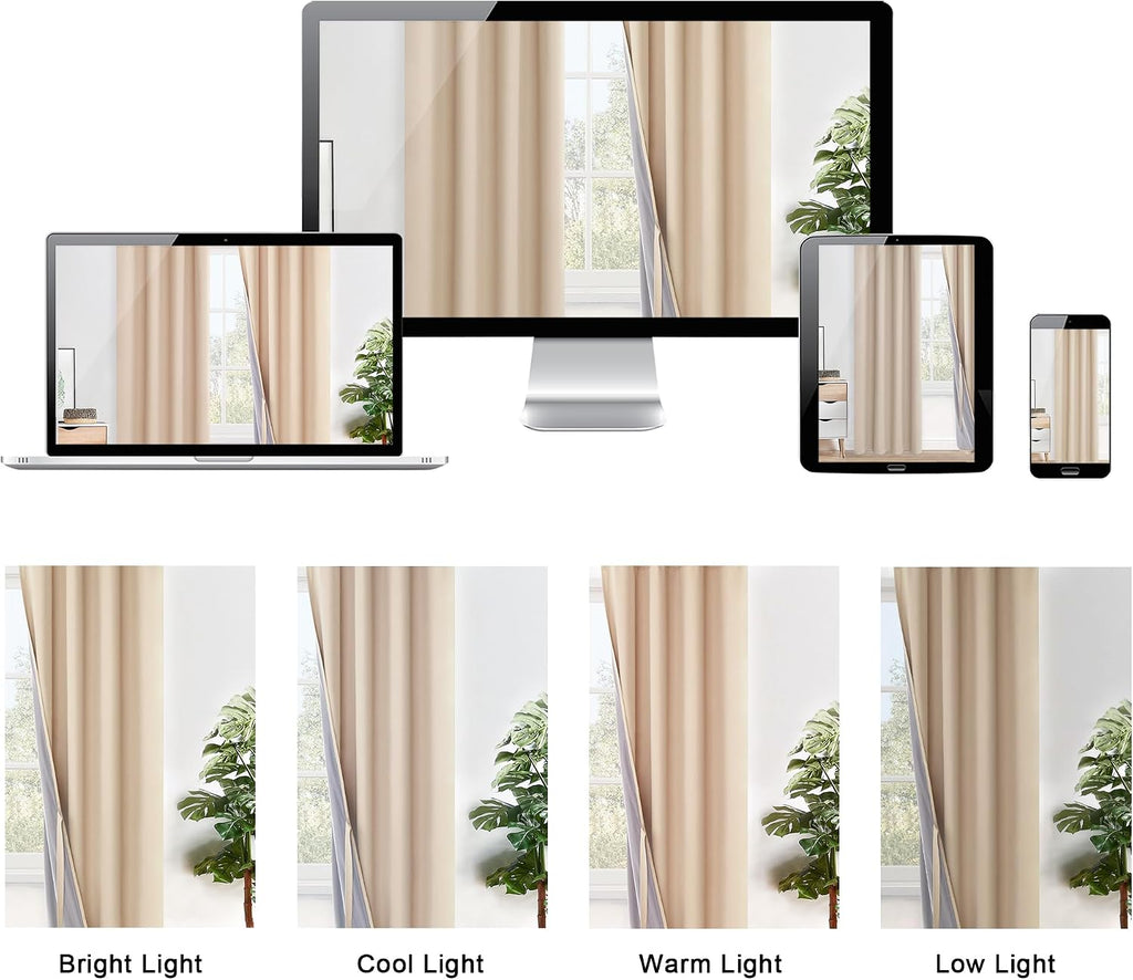 Xwzo 100% Blackout Window Curtains with Tiebacks- Privacy Protection & Noise Blocking Window Draperies Grommet Top with Black Liner for Bed…