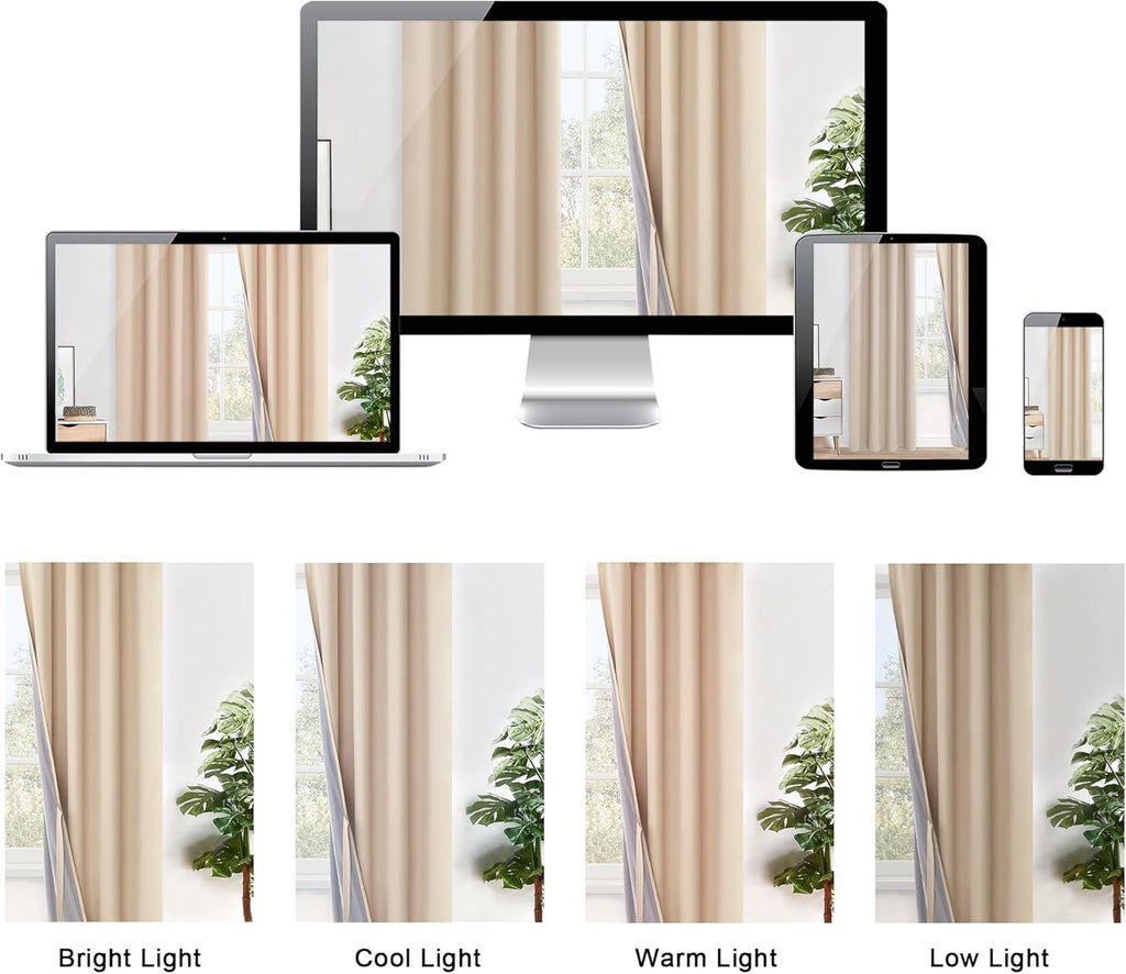 Xwzo 100% Blackout Window Curtains with Tiebacks- Privacy Protection & Noise Blocking Window Draperies Grommet Top with Black Liner for Bed…