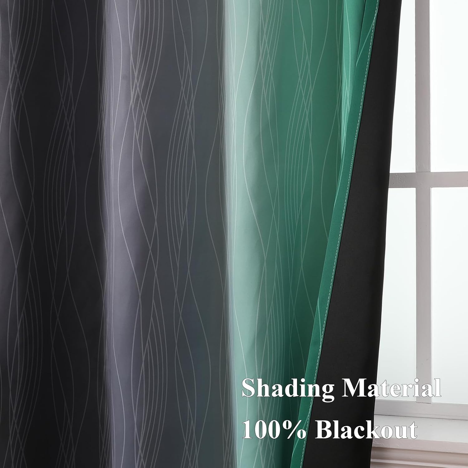 Estelartextiler Estelar Textiler Black and Green Ombre Blackout Curtains & Drapes for Living Room, Thermal Insulated Grommet Energy Saving…