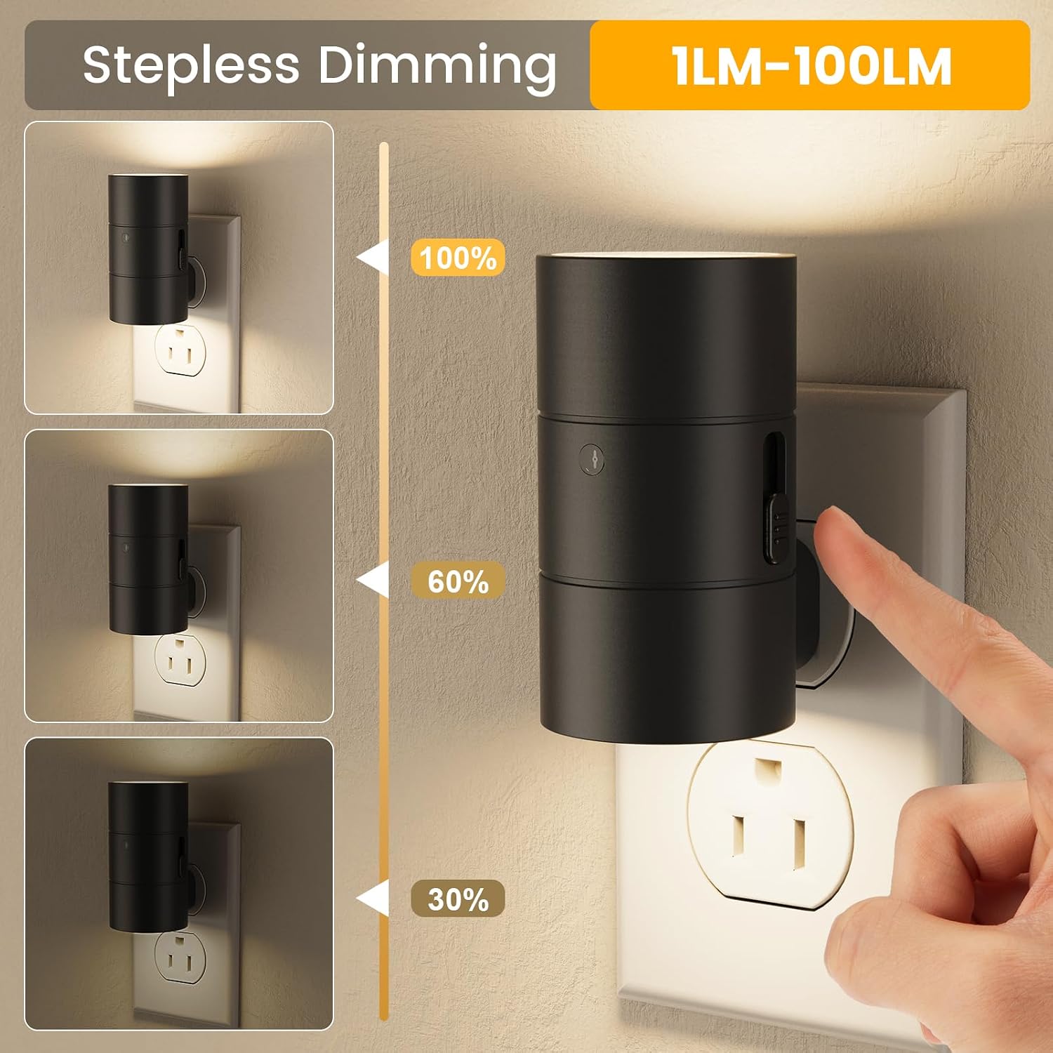 VOLISUN Night Light, Dimmable Led Night Lights Plug into Wall, Amber/3000K/4500K, 0-100LM Adjustable Brightness, Dusk to Dawn Nightlight…