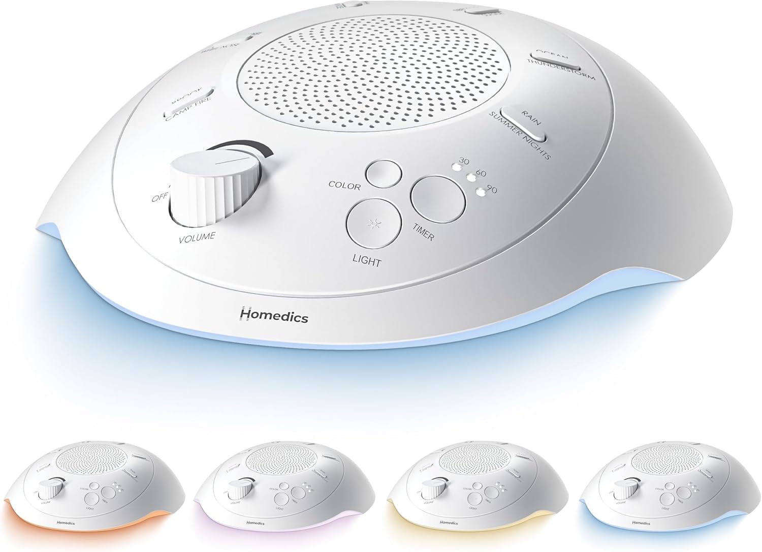 Homedics Sleep Better Portable Sound Machine, Night Light,12 Soothing Sounds Including White Noise, Rain, and Thunderstorm…