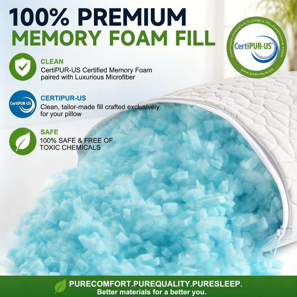 SUPA MODERN Cooling Pillow Standard Size Set of 2, CertiPUR-US Shredded Memory Foam Pillows, Cool Bed Pillows for Hot Sleepers…