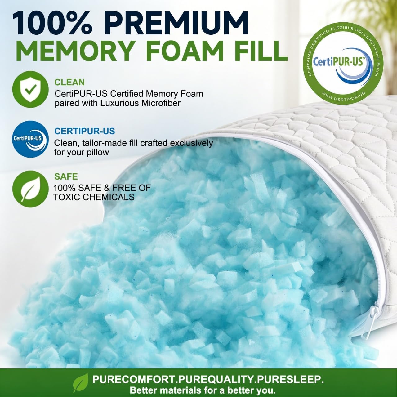 SUPA MODERN Cooling Pillow Standard Size Set of 2, CertiPUR-US Shredded Memory Foam Pillows, Cool Bed Pillows for Hot Sleepers…