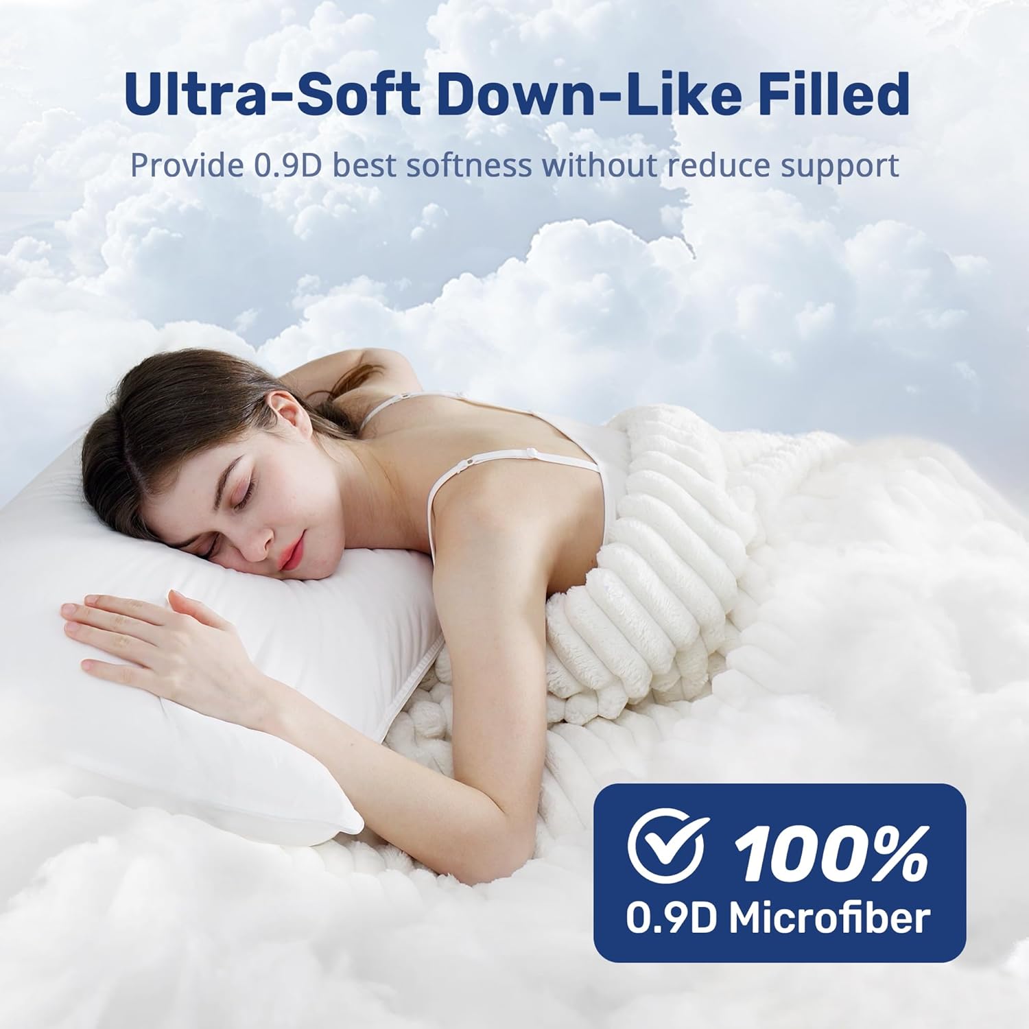 UNIKOME Ultra Soft Pillows Standard Size Set of 2 - Hotel Collection Luxury 100% Cotton Cover Down Alternative Bed Pillow, Fluffy Pillows…