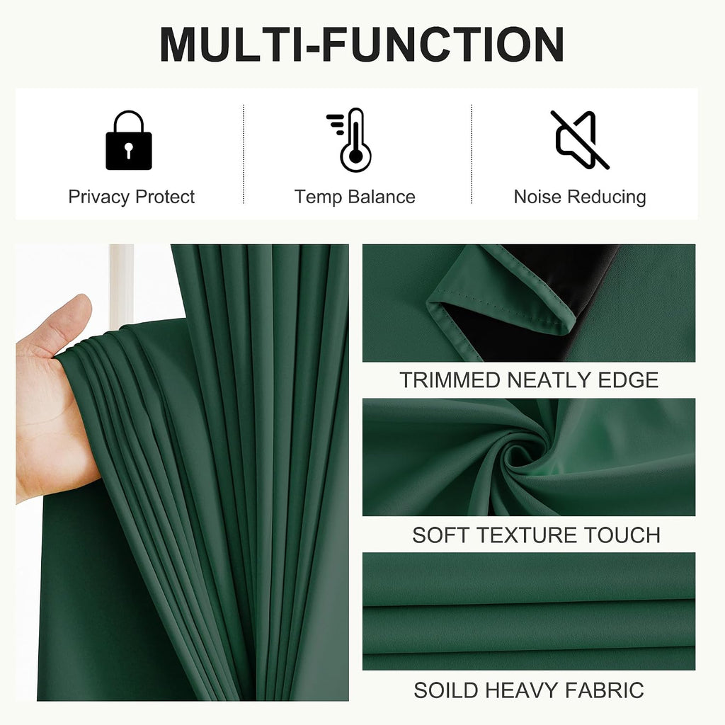 NICETOWN 100% Blackout Hunter Green Curtains 84 inches Long 2 Panels Set for Bedroom, Thermal Insulated Grommet Drapes, Room Darkening…