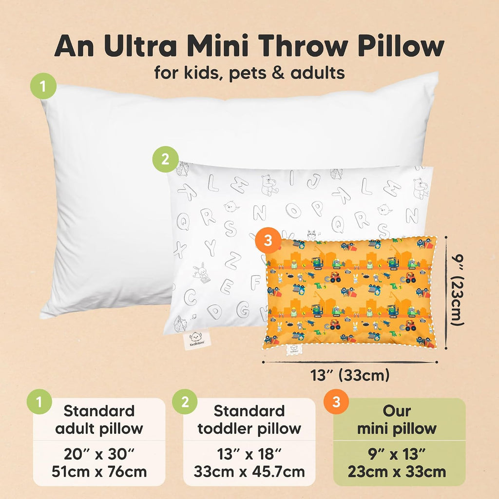 Mini Toddler Pillow with Pillowcase - 9x13 My Little Dreamy Travel Kids Pillow for Sleeping, Toddler Bed, Small, Tiny, Organic Cotton…