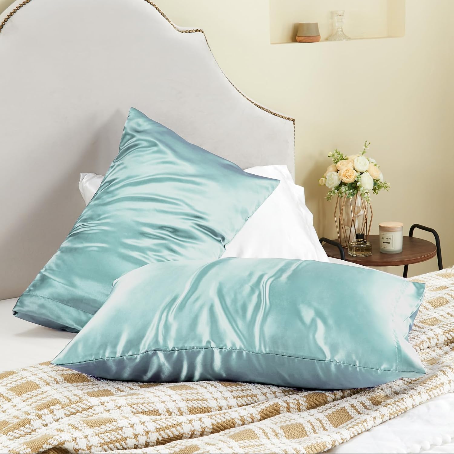 Bedelite Satin Pillowcase for Hair and Skin, Super Soft and Cooling Similar to Silk Pillow Cases 2 Pack with Envelope Closure, Gift for Wom…