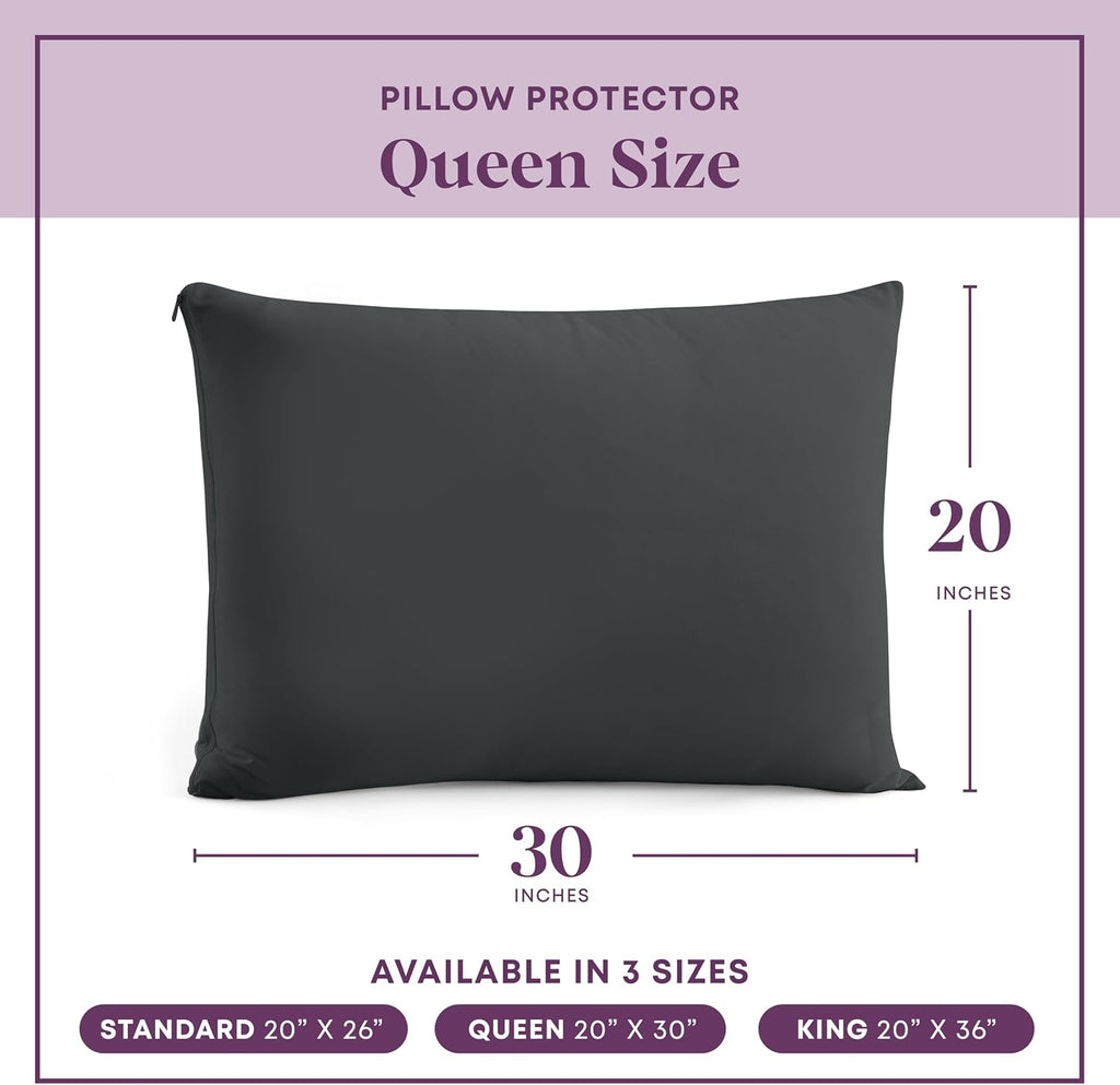 CirclesHome Pillow Protectors 2 Pack Queen Zippered - 100% Cotton Breathable Pillowcases - Protects Pillows from Dirt, Dust and Debris…