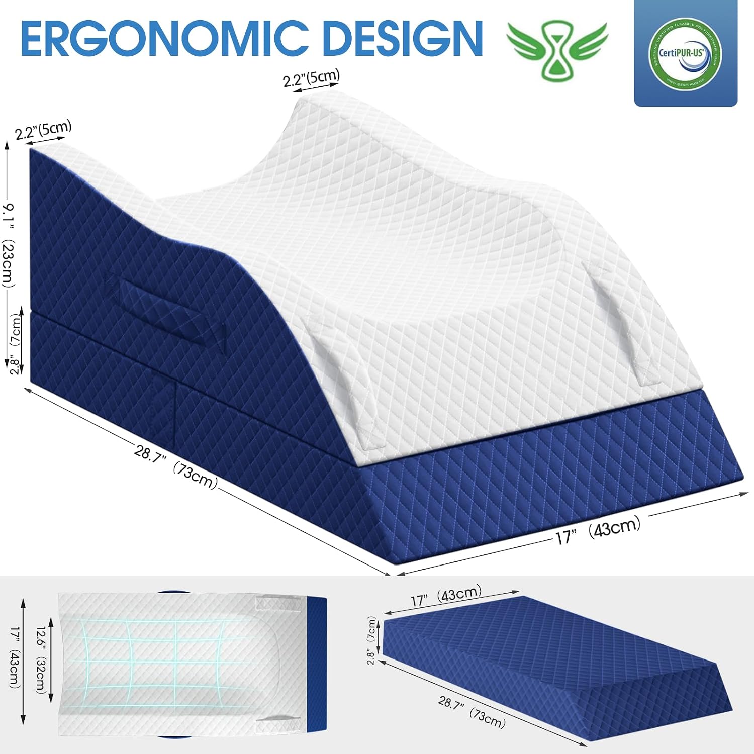 TranquilRelax TranquilRelax Elevation Pillows for Leg After Surgery, Memory Foam Adjustable Wedge Pillow for Injury or Rest, Ankle P…