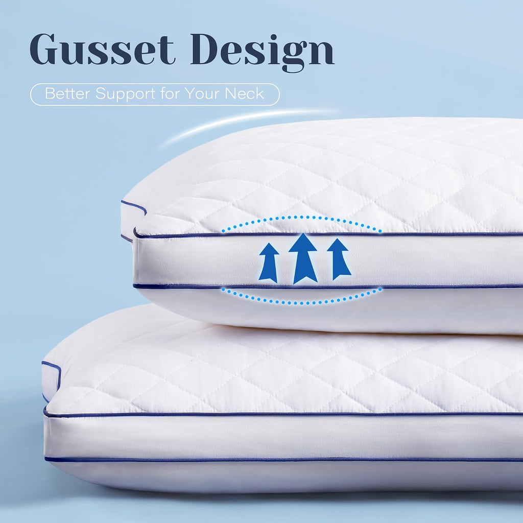 Shredded Memory Foam Pillows King Size Set of 2, Soft Bed Pillow for Side and Back Sleepers, Medium Firm Pillows 2 Pack with Gusset(20"x36")