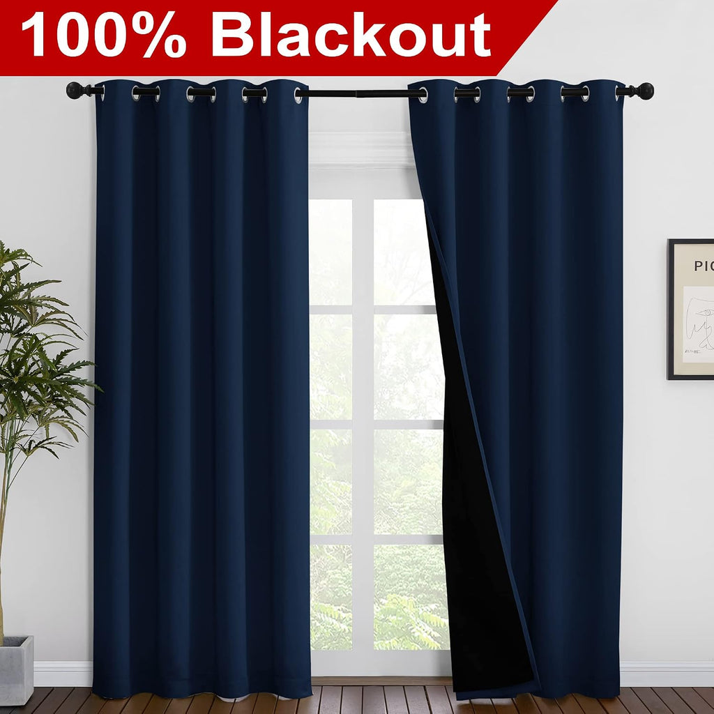 Nicetown 100% Blackout Curtain Set, Thermal Insulated & Energy Efficiency Window Draperies for Guest Room, Full Shading Panels for Shift Wo…