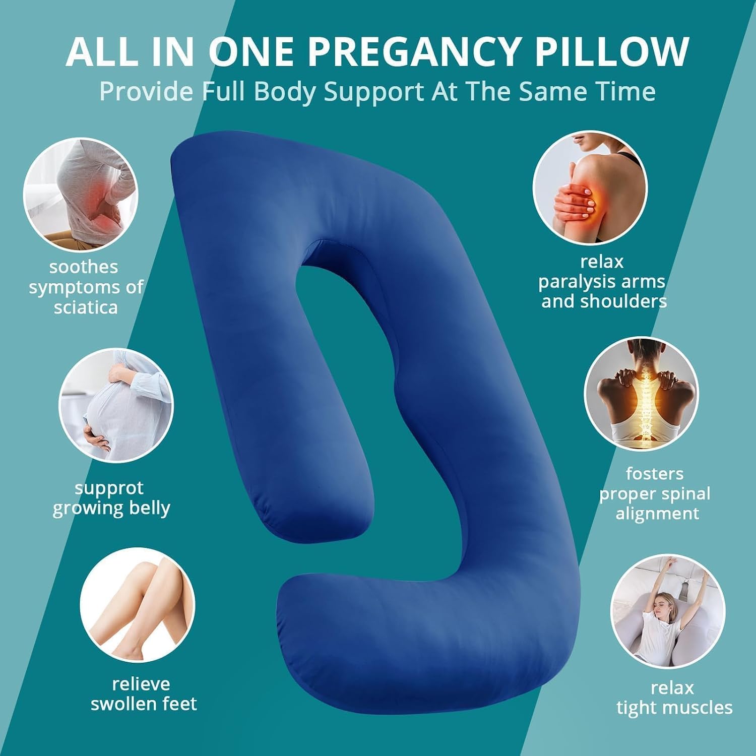 Sasttie Pregnancy Pillows for Sleeping, U Shaped Cooling Full Body Pillow with Removable Cover, Pregnant Women Must Haves, Maternity Essent…