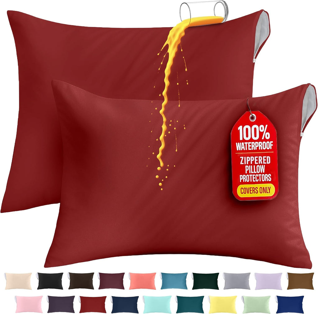 Utopiabedding Utopia Bedding 100% Waterproof Pillow Protectors with Zipper Queen Size (Set of 2), Bed Bug and Dust Mite Proof Zippered Pill…