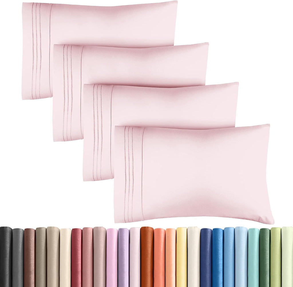 King Pillow Cases Set of 4 - Ultra Soft Hotel Quality Pillowcase Covers - Comfy, Cozy & Wrinkle Free - Shrinkage and Fade Resistant…