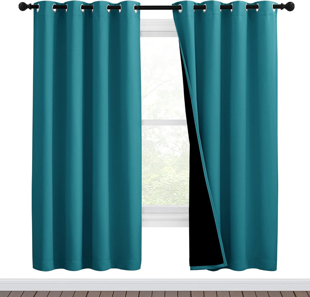 Nicetown 100% Blackout Window Curtain Panels, Full Light Blocking Drapes with Black Liner for Nursery, 72-inch Drop Thermal Insulated Drape…
