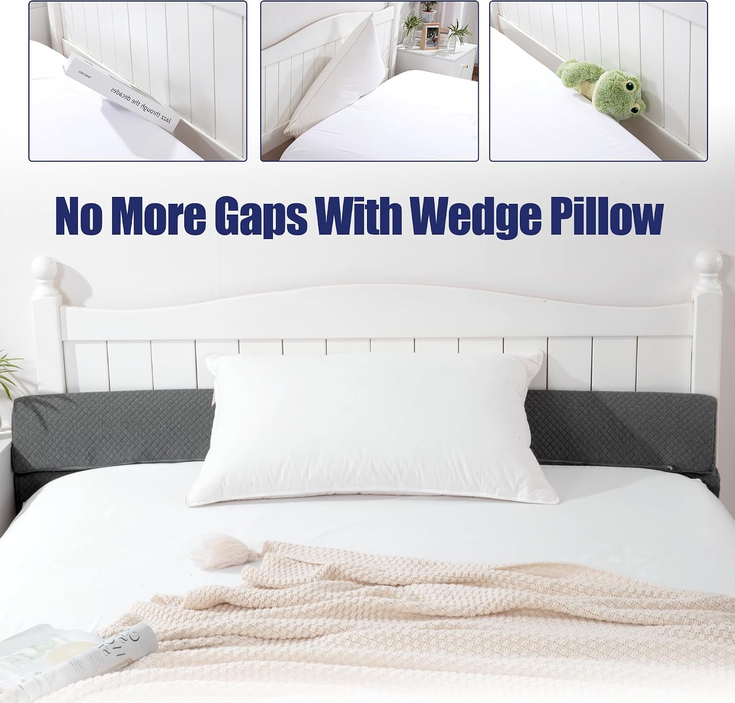 HOMBYS Wedge Pillow Headboard for Bed Gap, Foldable Bed Wedge Gap Filler Queen Size, Matterss Gap Filler, Multi Functional Bed Crack Pillow…
