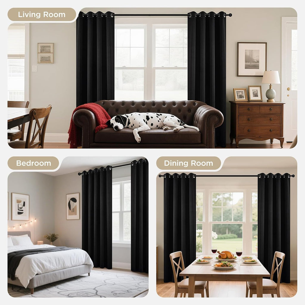 Joydeco Blackout Curtains 63 Inch Length 2 Panels Set, Thermal Insulated Long Curtains& Drapes 2 Burg, Room Darkening Grommet Drapes for Li…