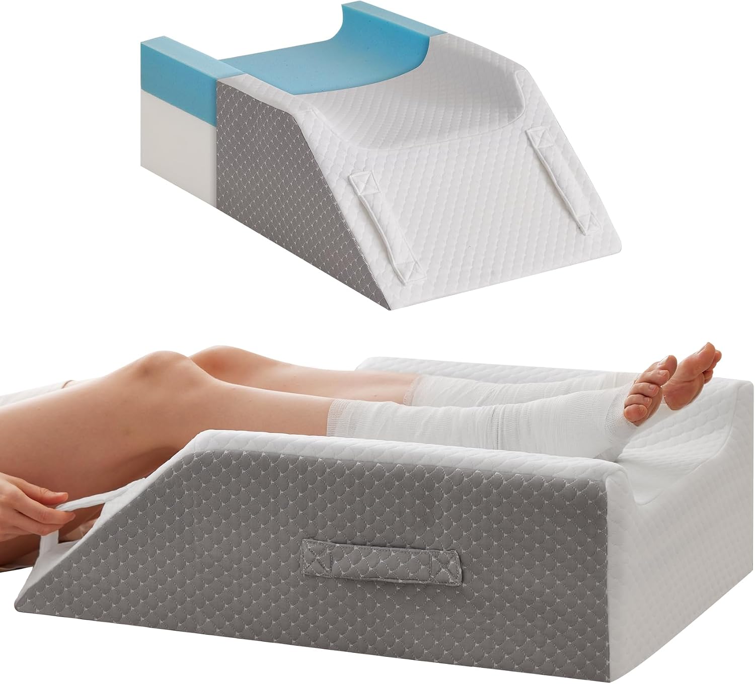 Megcxit Double Leg Elevation Pillows for After Surgery, Memory Foam Leg Elevating Pillow, Leg Pillow Elevation Blood Circulation, Knee Pill…
