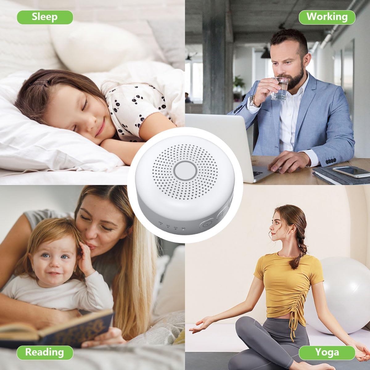 Sleepbox Portable White Noise Machine 30 Soothing Sounds Rechargeable Battery Small for Travel 32 Volume Control Noise Canceling Sleep Mach…