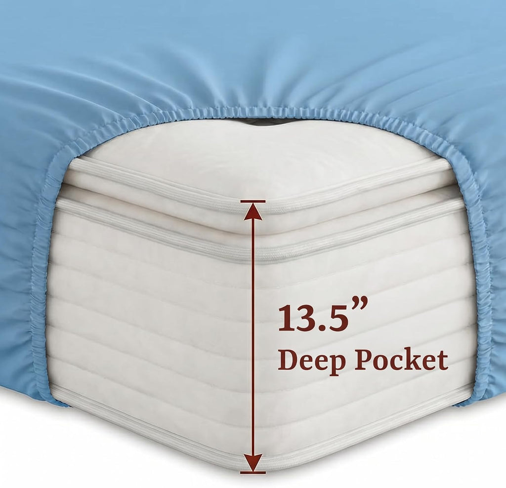 Perupima Peru Pima 415 Thread Count Percal King Sheet Set - 100% Peruvian Pima Cotton, 4 Piece (Flat, Fitted, 2 Pillowcases) - Cooling, Cri…