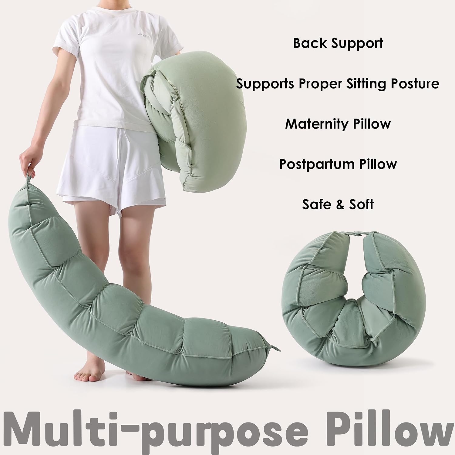 Peallow(Pat. Pend) – Long Round Body Pillow for Adults, Bolster Pillow for Sleeping, Soft and Supportive Pillow for Sleeping & Lumbar…