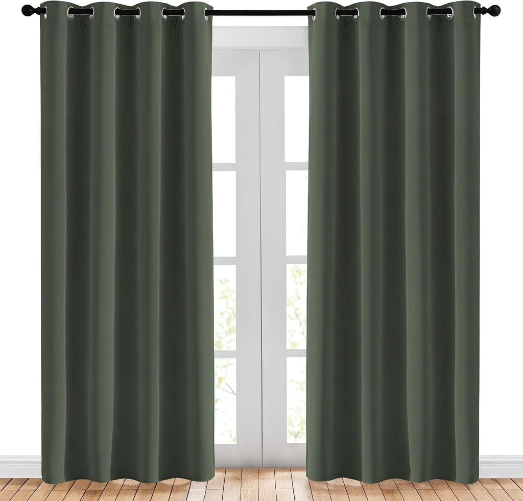 Nicetown Living Room Curtains 84 inch Long - Grommet Blackout Thermal Insulated Room Darkening Sound Blocking Window Drapes for Kids Room/B…