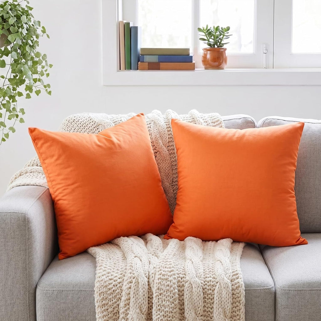 Thmyo 4-Pack 100% Cotton Comfortable Solid Decorative Throw Pillow Cases Square Cushion Cover Pillowcases Sublimation Blank Pillow Cover Ha…