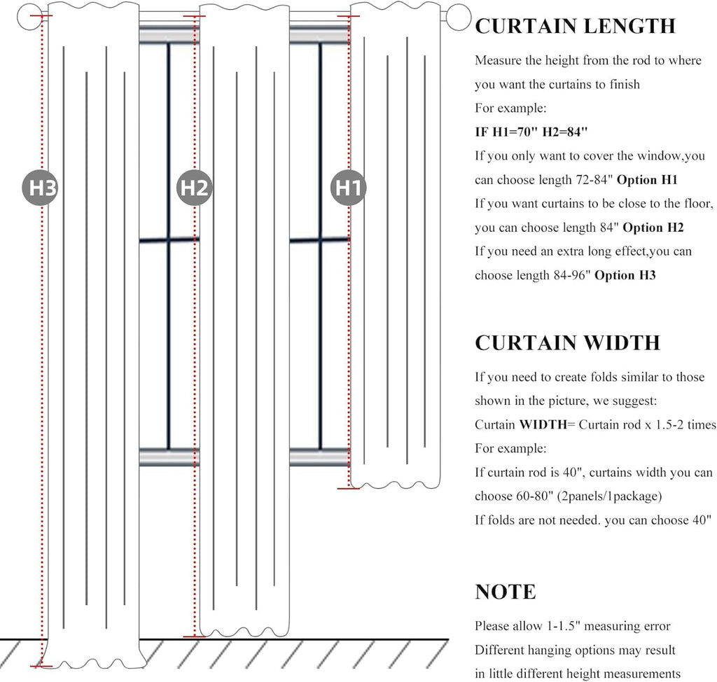 Qjmydeco Pleated Curtains with Pin Hooks Linen Kitchen 45 Inch Length 2 Panels Set, Blackout Curtains with Rings Back Tab for Small Window…