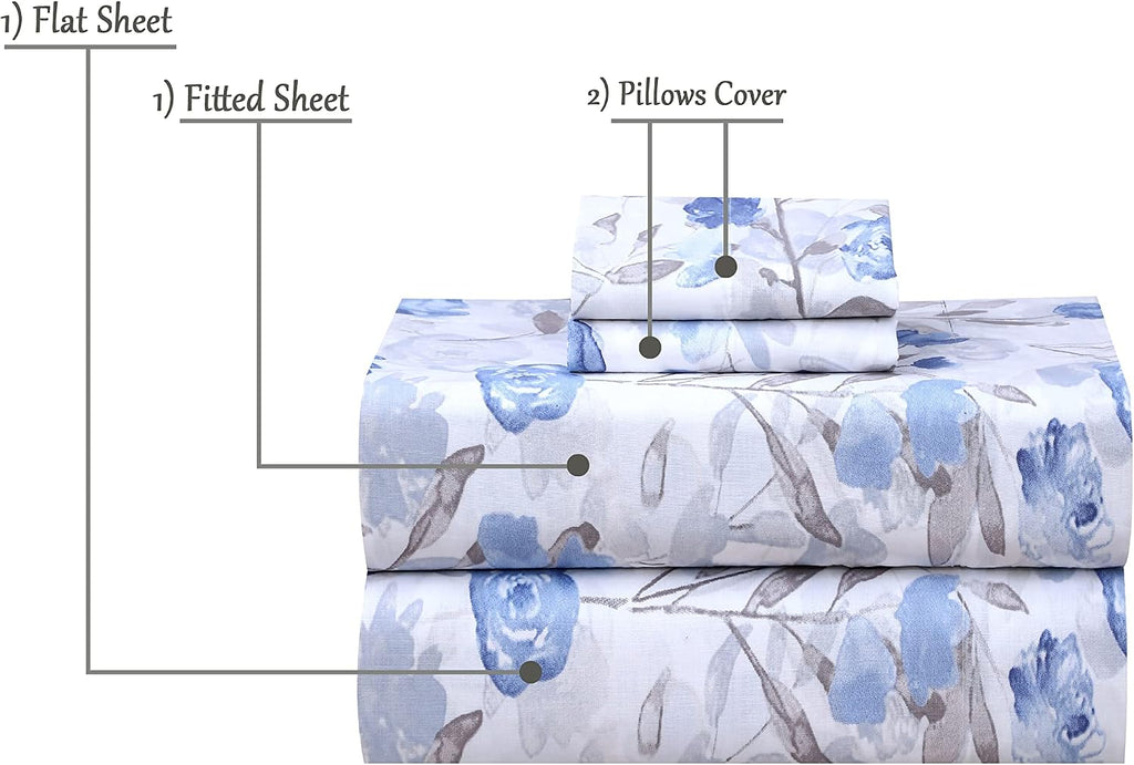 Ruvanti 100% Cotton Percale Sheets Full Size – Crisp Cooling Bed Sheets for Hot Sleepers, Deep Pocket 16”, Soft Breathable & Durable Hotel-…