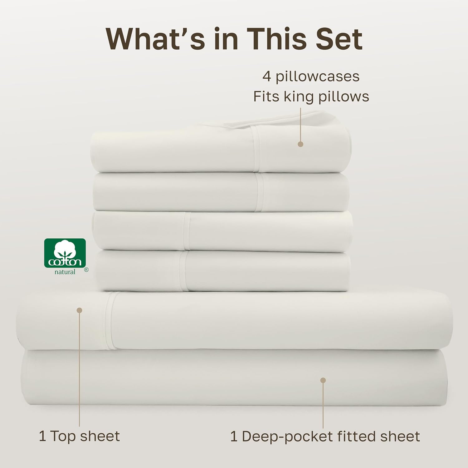 CaliforniaDesignDen California Design Den 6-Pc King Size Sheet Set with 4 Pillowcases - Soft 400 Thread Count 100% Cotton Sheets, Sateen We…