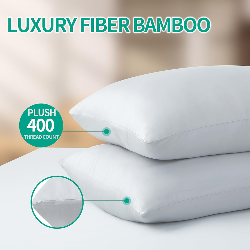 4-Pack Bamboo Viscose Zippered Pillow Cases Queen Size, 400 Thread Count Cooling Pillow Protectors for Hot Sleepers, Luxurious Hotel…