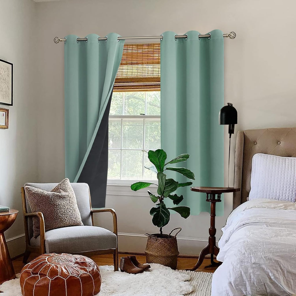 BGment Thermal Insulated 100% Blackout Curtains for Bedroom with Black Liner, Double Layer Full Room Darkening Noise Reducing Grommet Curta…