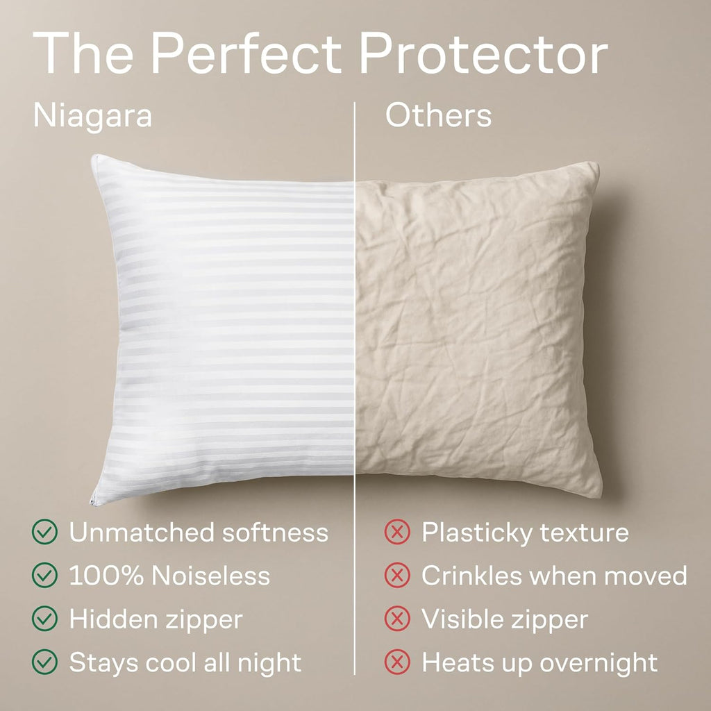 Ultra Soft Pillow Protectors with Zipper Queen Size - Set of 8 Breathable Pillow Covers - 100% Protection Against Stains, Dust & Dirt…