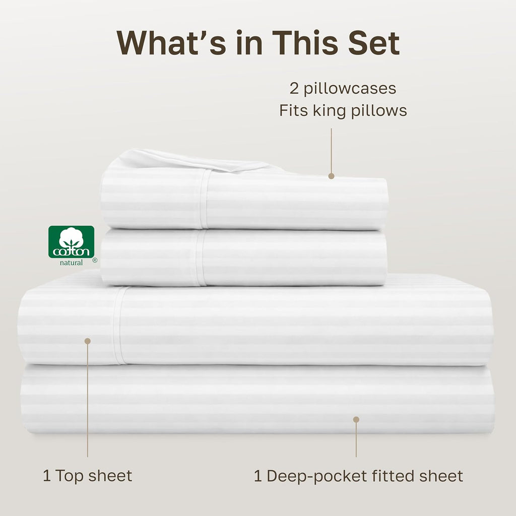 CaliforniaDesignDen California Design Den Soft 100% Cotton King Sheet Set, 400 TC Good Housekeeping Award Winner, Silky Smooth Sateen Weave…