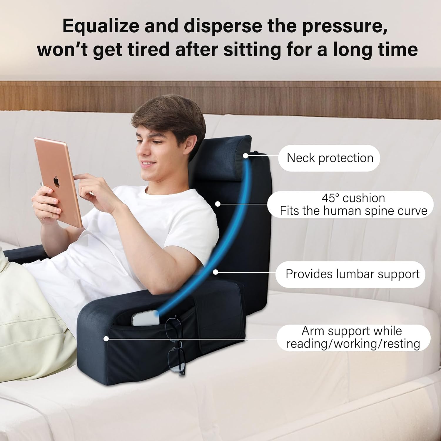 ENITYA Reading Pillow for Sitting in Bed Adult, 21" Large Back Pillow for Sitting up, Bed Rest Pillows for Reclining/Watching…
