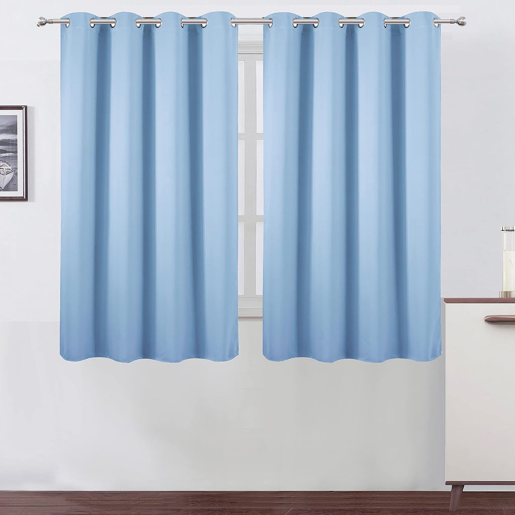 Lemomo Sky Blue Thermal Blackout Curtains/52 x 54 Inch/Set of 2 Panels Room Darkening Curtains for Bedroom 54 Inch Blue