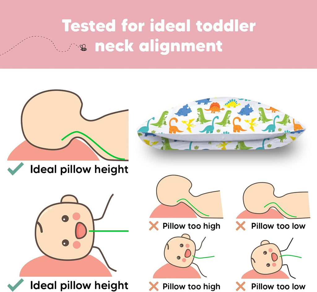 Toddler Pillow with Pillowcase - 13x18 My Little Dreamy Kids Travel Bed Pillows for Sleeping, Organic Cotton Small Pillowcase, Soft &…